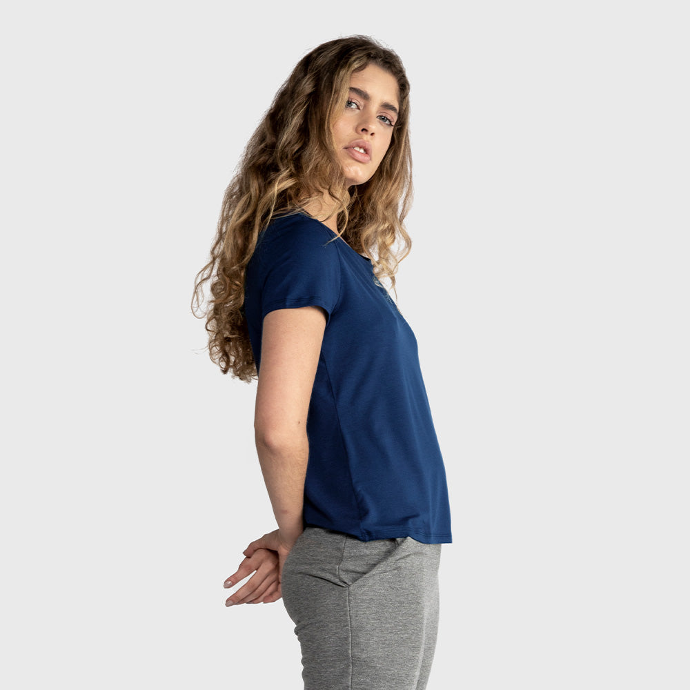 Tech T-Shirt Modal Gola V Feminina - Azul Marinho