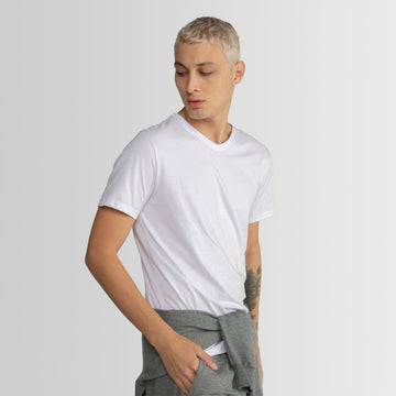 Tech T-Shirt Modal Gola V Masculina - Branco