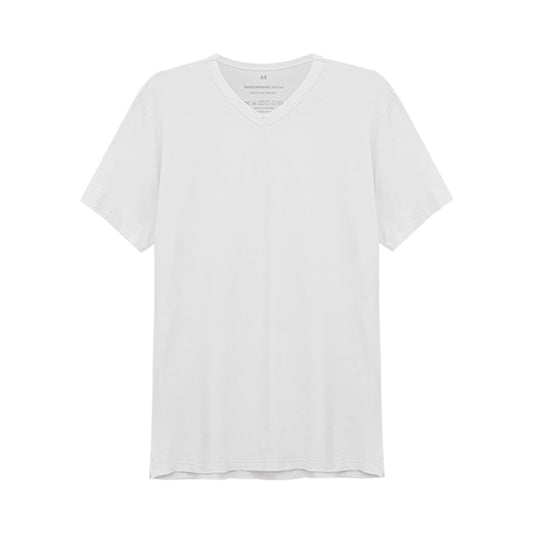 Tech T-Shirt Modal Gola V Masculina - Branco