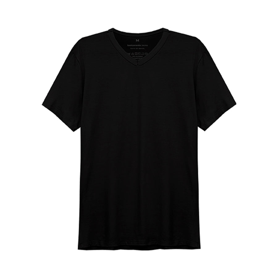 Tech T-Shirt Modal Gola V Masculina - Preto