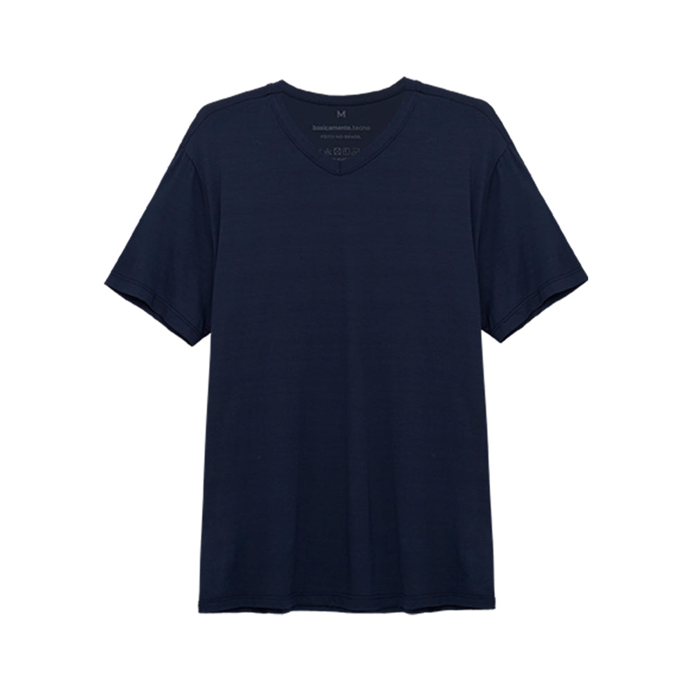 Tech T-Shirt Modal Gola V Masculina - Azul Marinho