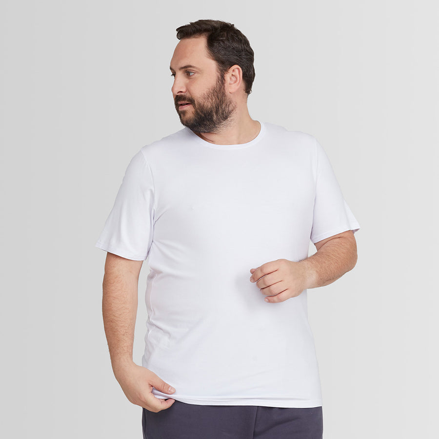 Tech T-Shirt Modal Gola C Plus Size Masculina - Branco
