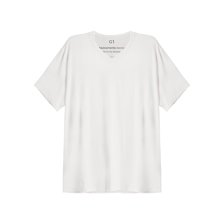 Tech T-Shirt Modal Gola V Plus Size Masculina - Branco