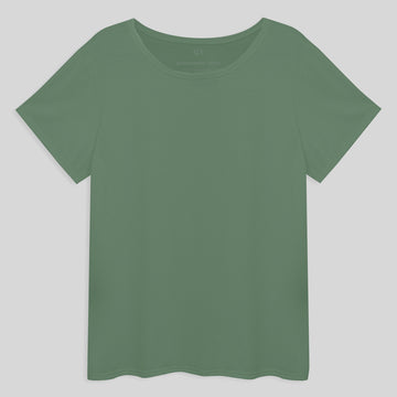 Tech T-Shirt Eco Gola C Plus Size Feminina - Verde Oliva