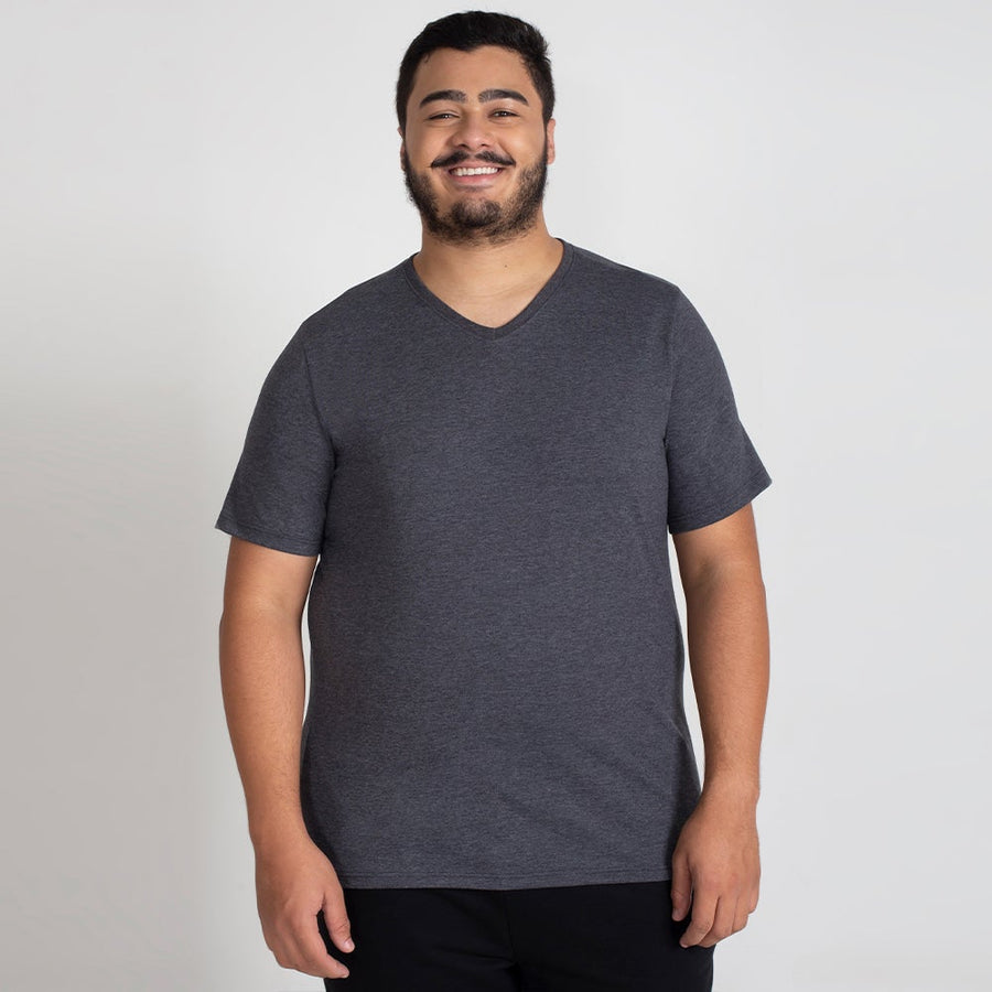 Tech T-Shirt Eco Gola V Plus Size Masculina - Preto