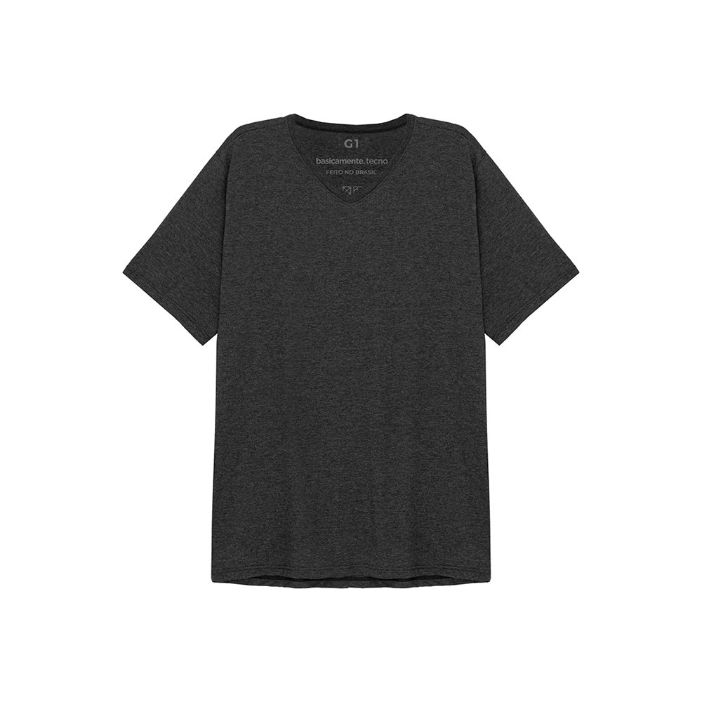 Tech T-Shirt Eco Gola V Plus Size Masculina - Preto