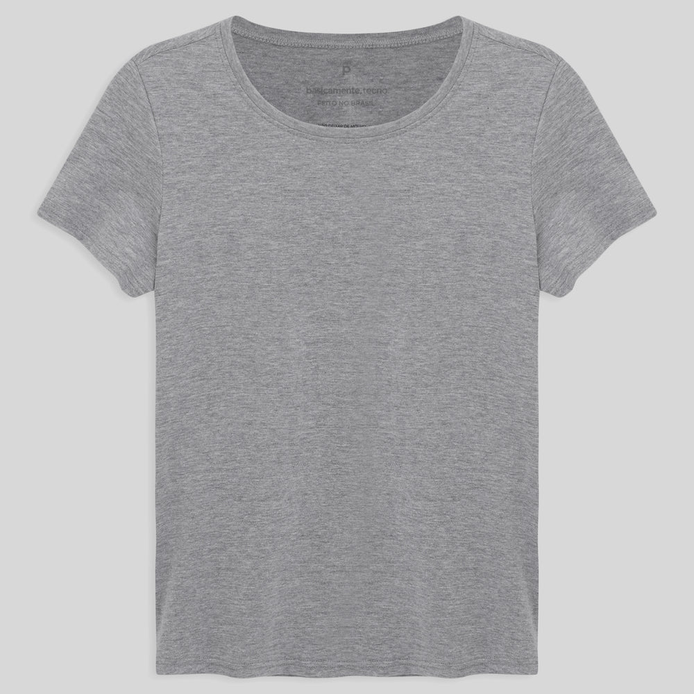 Tech T-Shirt Proteção UV Gola C Adulto Feminino - Mescla Claro
