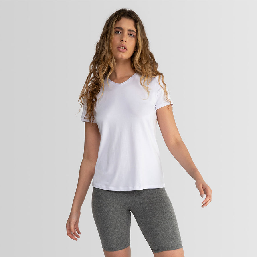 Tech T-Shirt Proteção UV Gola V Feminina - Branco