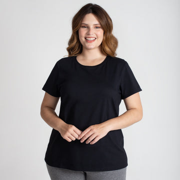 Tech T-Shirt Proteção UV Gola C Plus Size Feminina - Preto