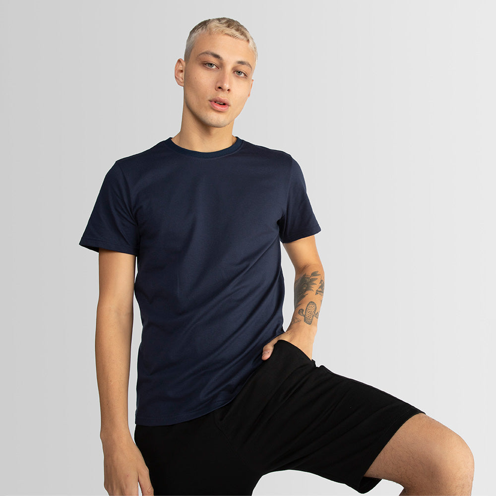 Tech T-Shirt Proteção UV Gola C Masculina - Azul Marinho
