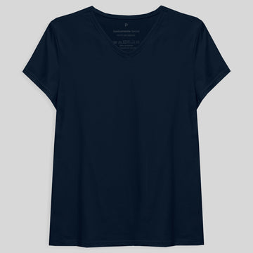 Tech T-Shirt Impermeável Gola V Feminina - Azul Marinho