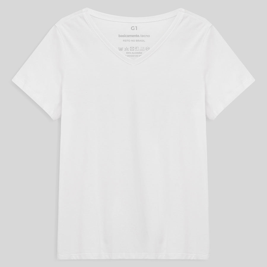 Tech T-Shirt Impermeável Gola V Plus Feminina - Branco