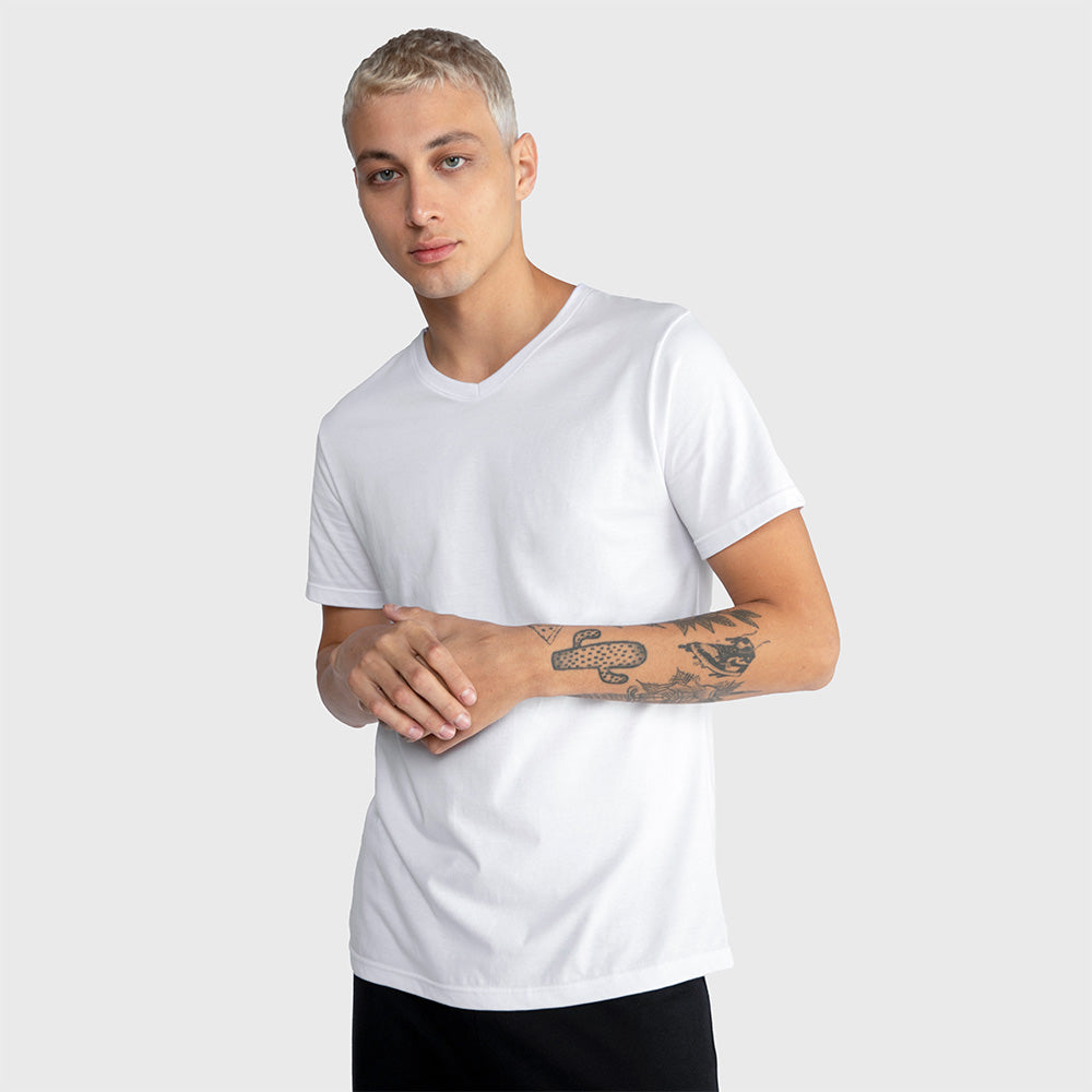 Tech T-Shirt Impermeável Gola V Masculina - Branco