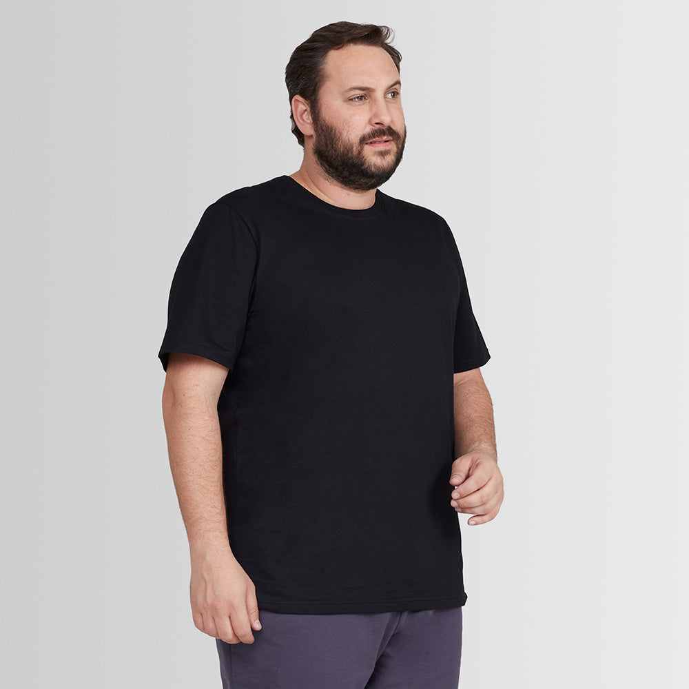 Tech T-shirt Impermeável Gola C Plus Size Masculina - Preto