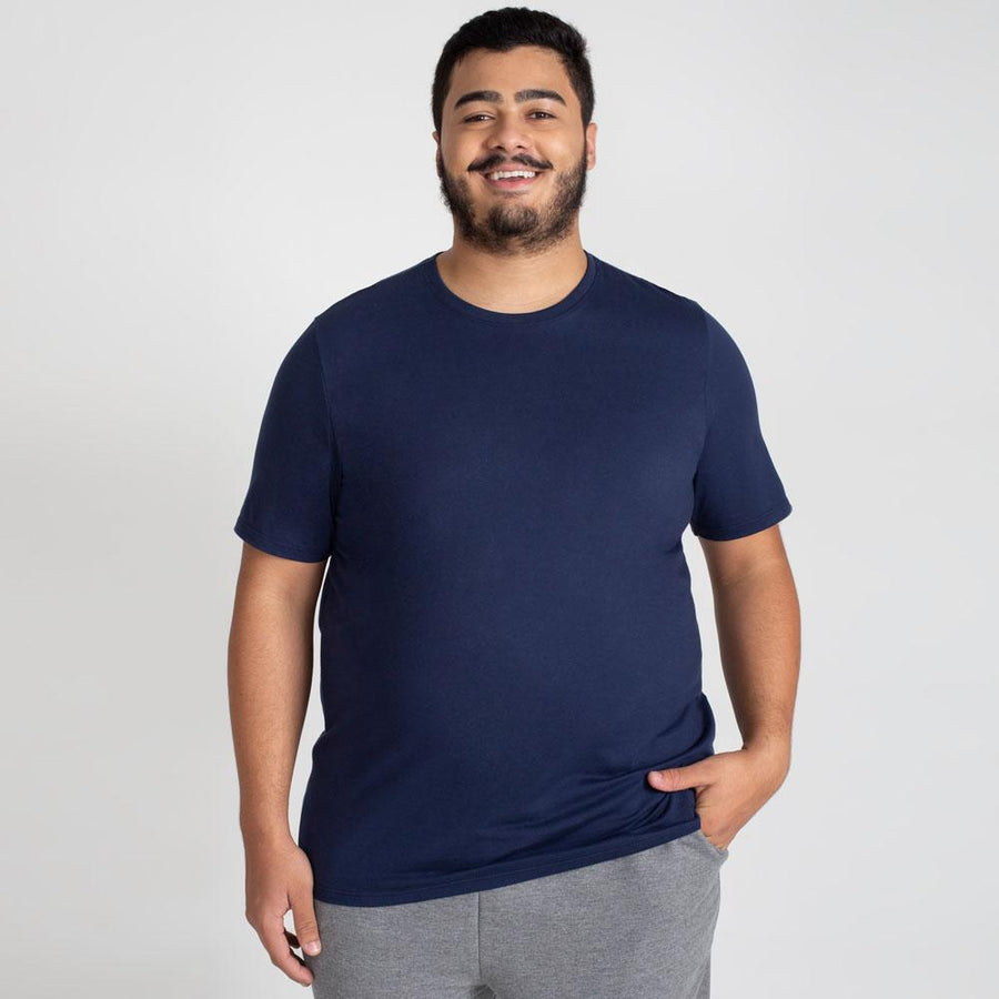 Tech T-shirt Impermeável Gola C Plus Size Masculina - Azul Marinho