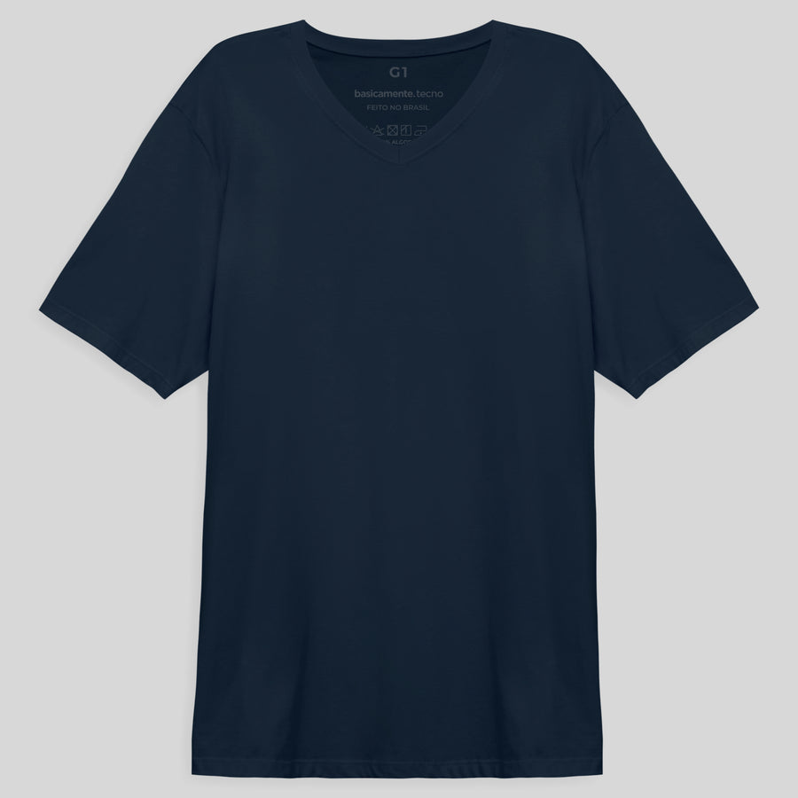 Tech T-Shirt Impermeável Gola V Plus Size Masculina
 - Azul Marinho