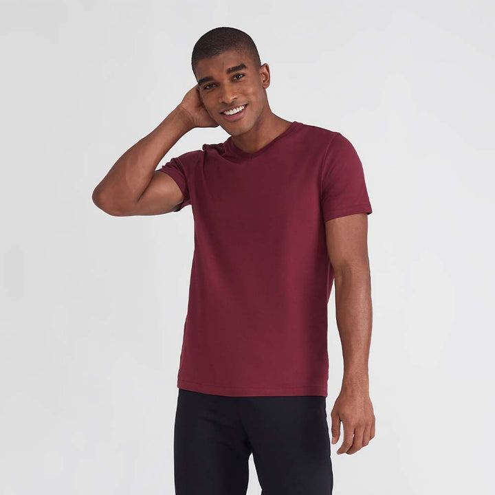 Camiseta Slim Gola V Masculina - Vermelho Vinho