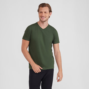 Camiseta Slim Gola V Masculina - Verde Selva