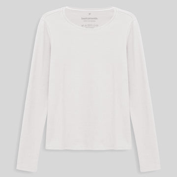 Camiseta Ribana Manga Longa Feminina - Branco