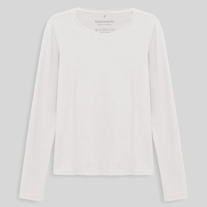 Camiseta Ribana Manga Longa Feminina - Branco