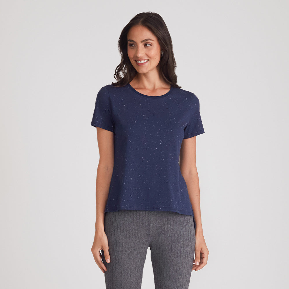 Camiseta Boxy Botonê Feminina - Azul Marinho