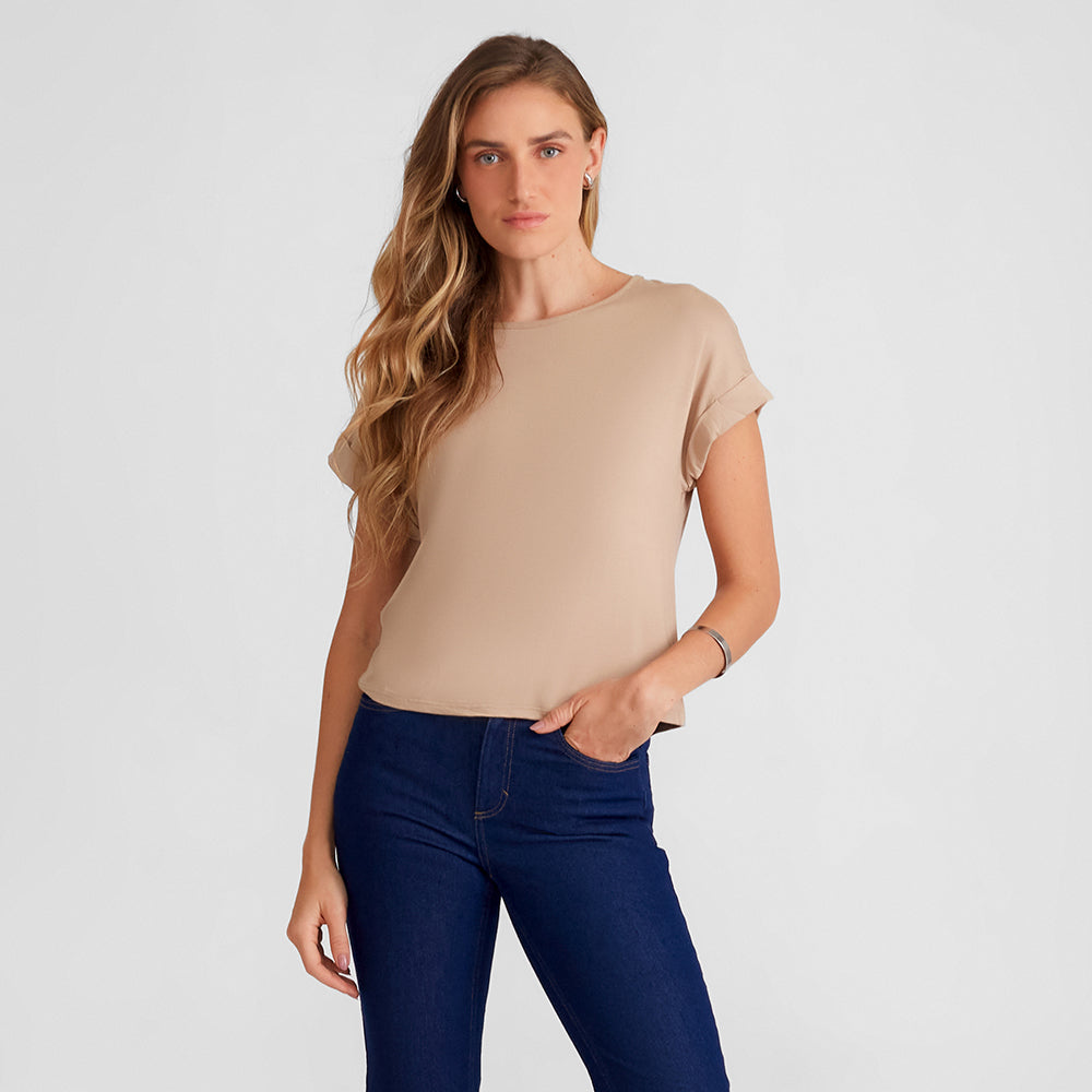 Blusa Manga Japonesa Feminina - Bege Claro