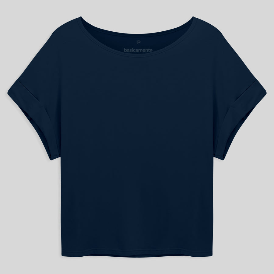 Blusa Manga Japonesa Viscose Feminina - Azul Marinho