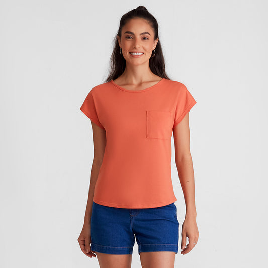 Blusa Meia Malha Orgânica - Marrom Telha