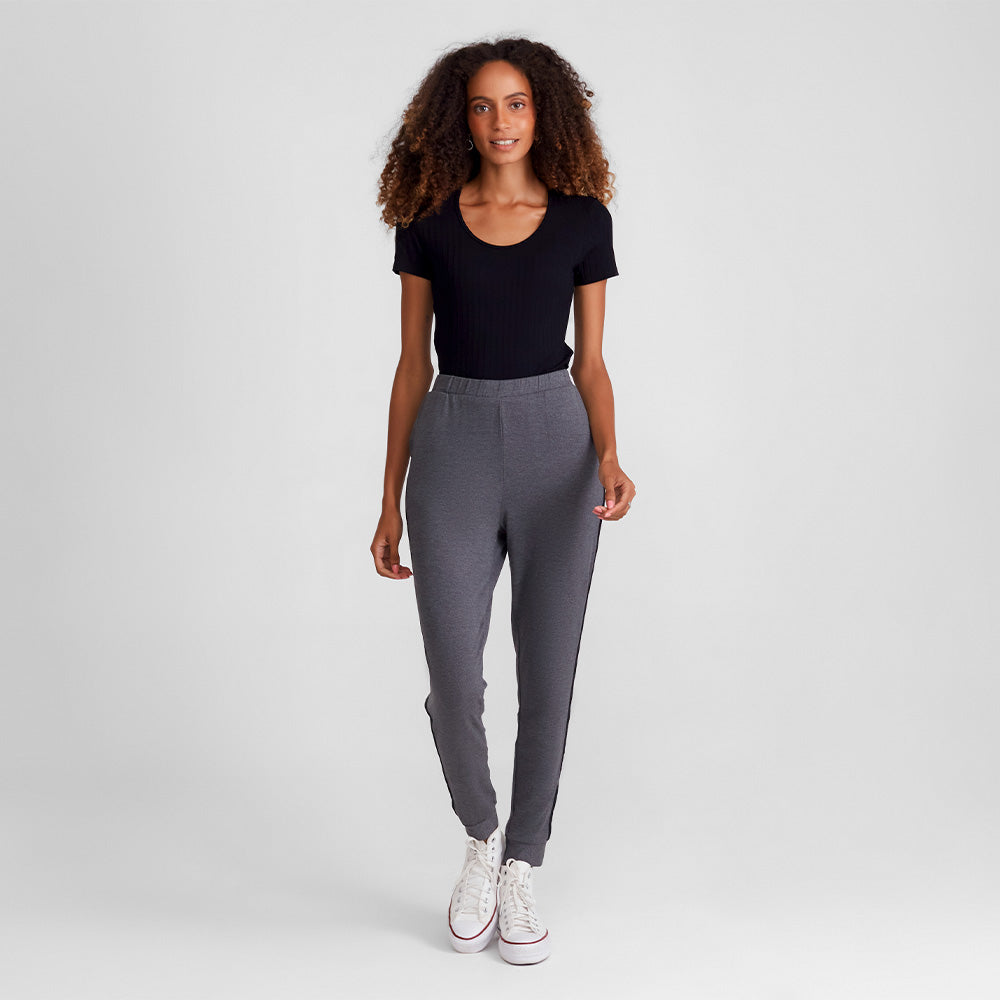 Calça Jogger Moletinho - Mescla Escuro
