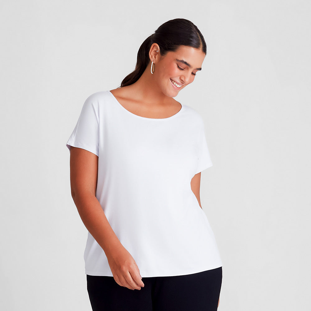 Blusa Ampla Viscose Plus Size Feminino - Branco