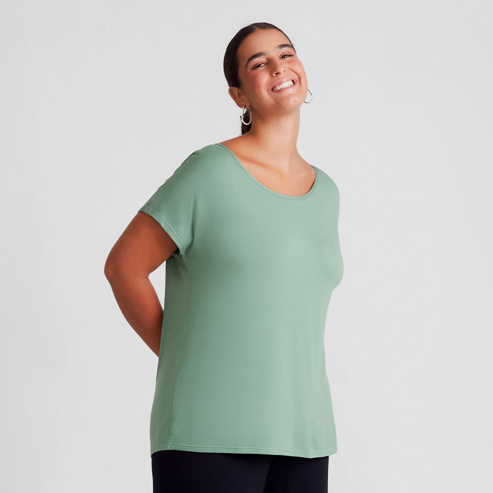 Blusa Ampla Plus Feminina - Verde Oliva