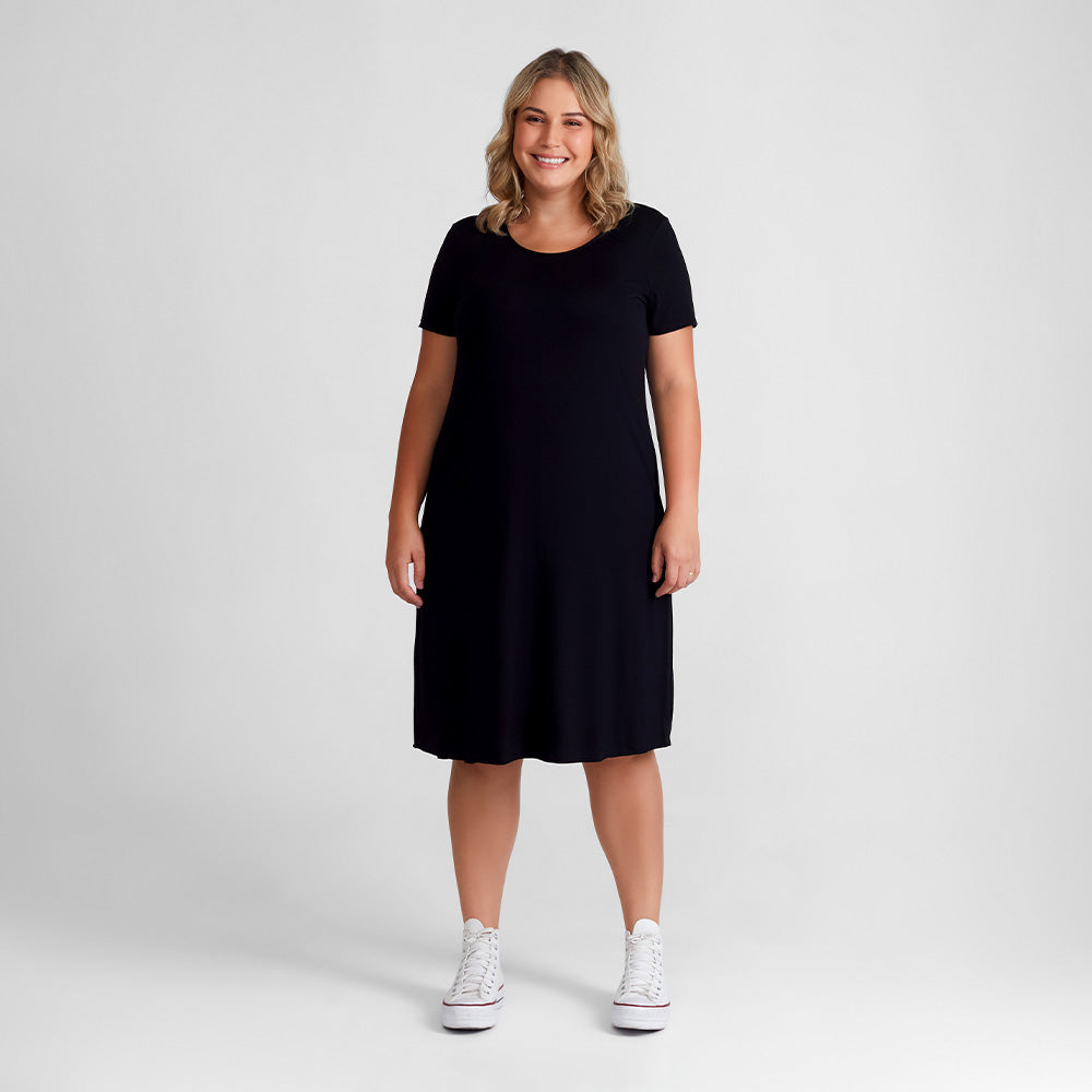 Vestido Curto Viscose Plus Feminino - Preto