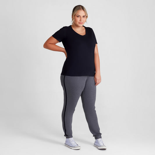 Calça Jogger Moletinho Size - Mescla Escuro