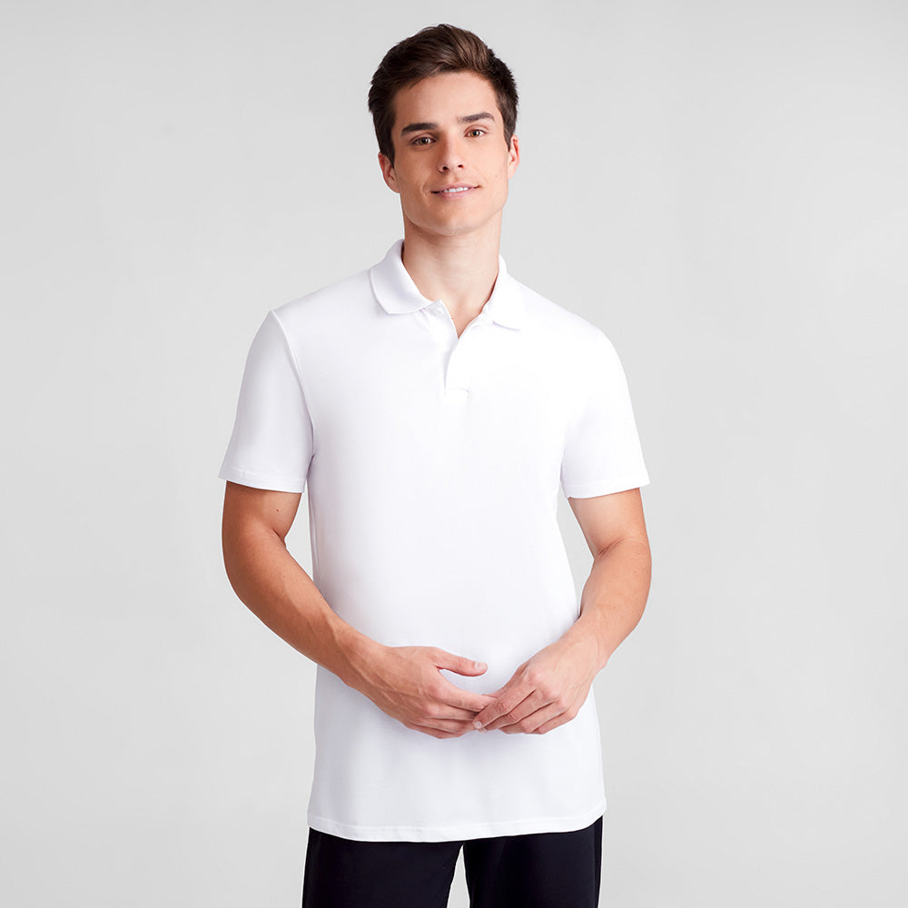 Camisa Polo Piquet Stretch Masculina - Branco