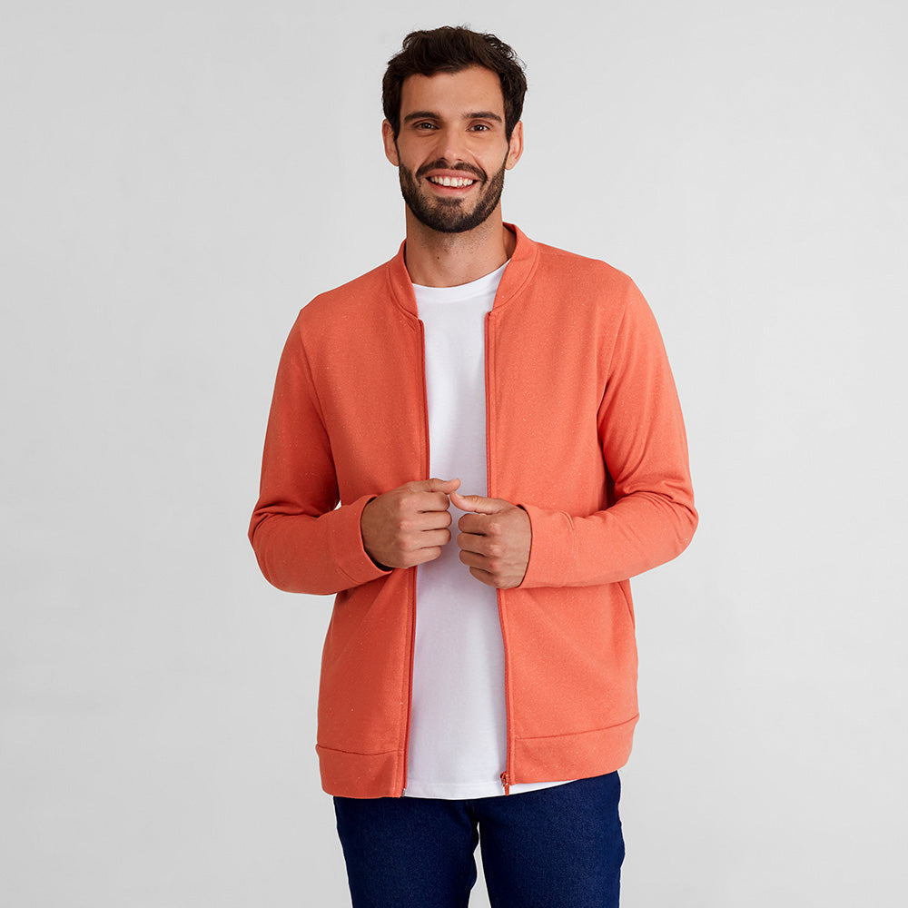 Jaqueta Moletom Desfibrado Masculina - Marrom Telha