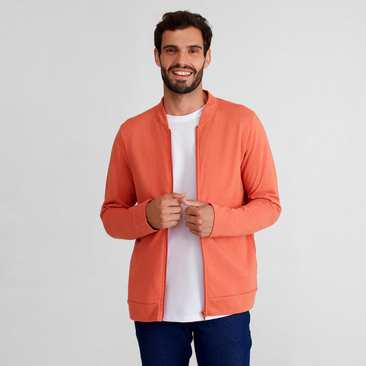 Jaqueta Moletom Desfibrado Masculina - Marrom Telha