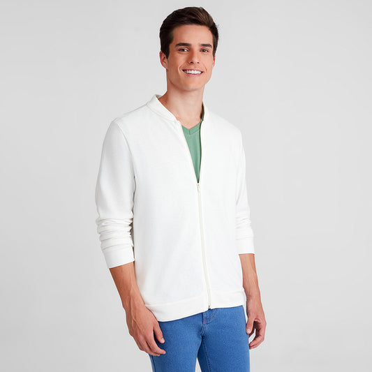 Jaqueta Moletom Desfibrado Masculina - Off White