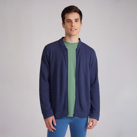 Jaqueta Moletom Desfibrado Masculina - Azul Marinho