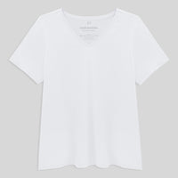 Camiseta Slim Gola V Cotton Plus Size Feminina - Branco