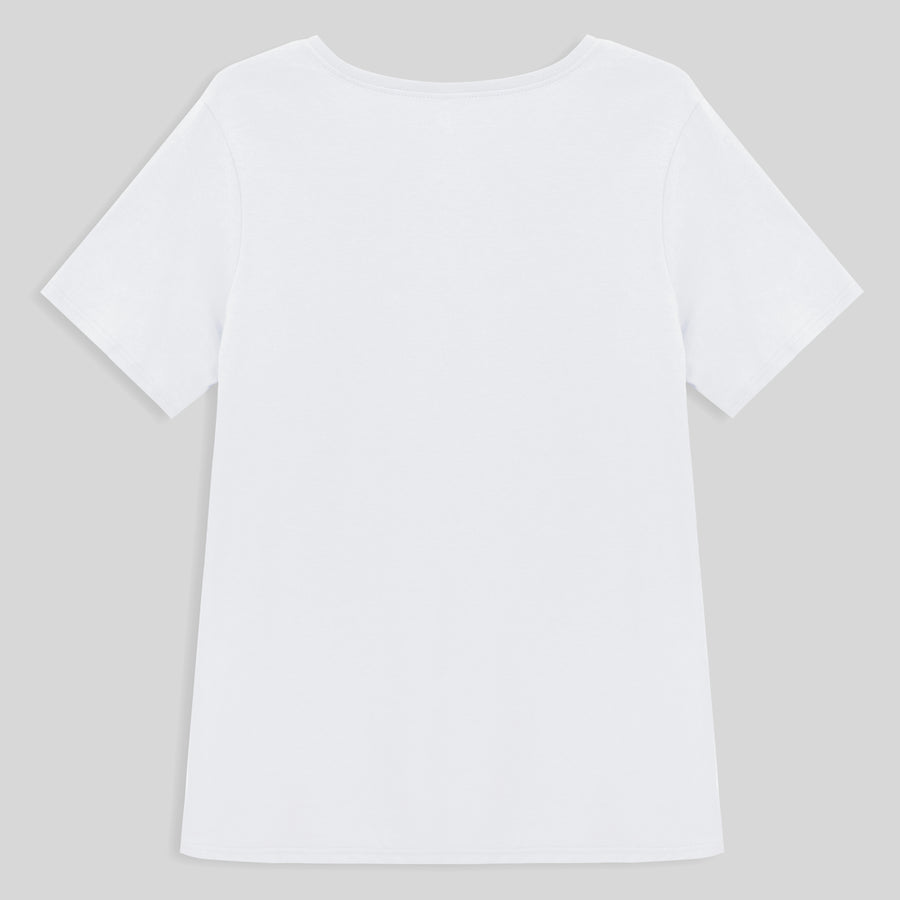 Camiseta Slim Gola V Cotton Plus Feminina - Branco
