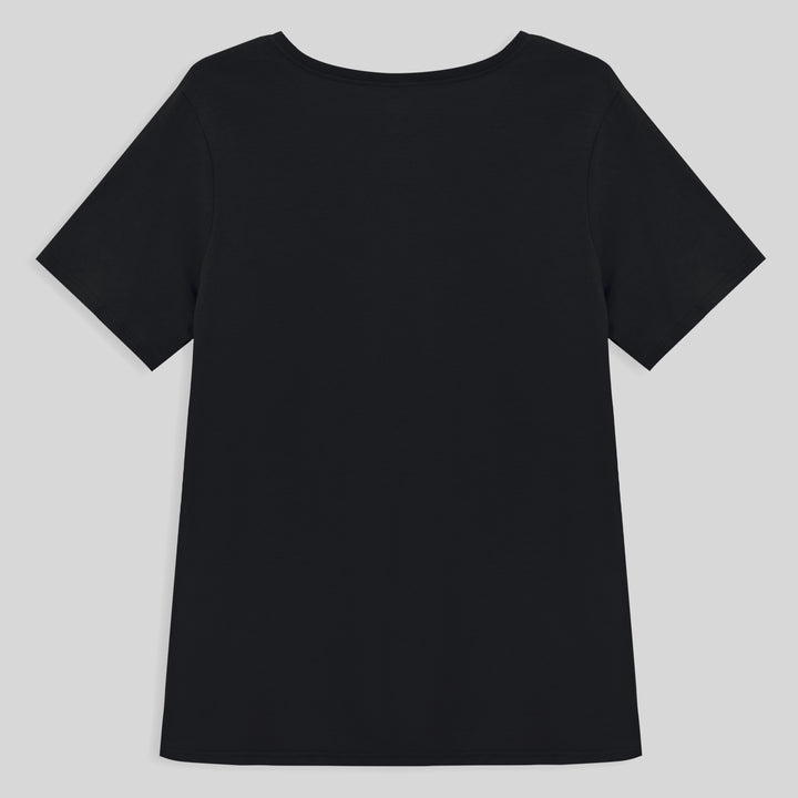 Camiseta Slim Gola V Cotton Plus Feminina - Preto