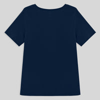 Camiseta Slim Gola V Cotton Plus Size Feminina - Azul Marinho