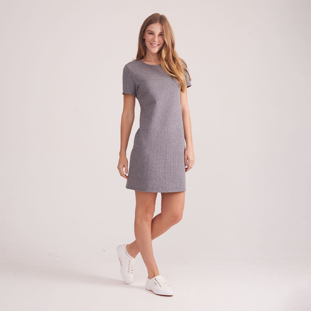Vestido Curto de Moletinho - Mescla Escuro