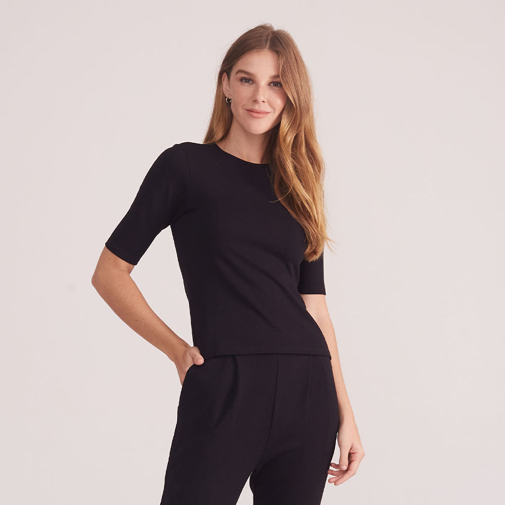 Blusa Manga 3/4 Feminina - Preto Onix