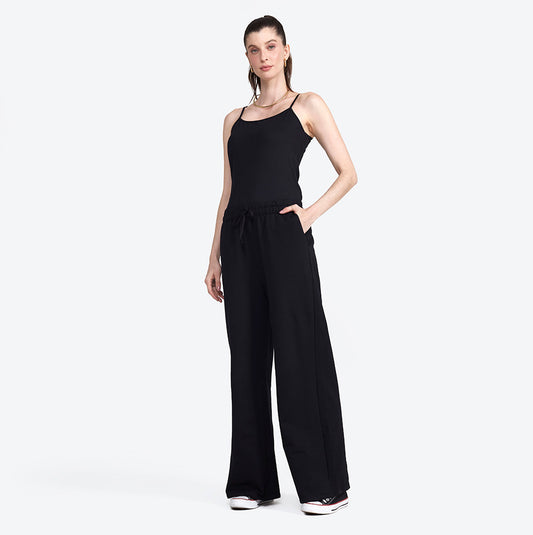 Calça Wide Moletom Comfort Feminina - Preto