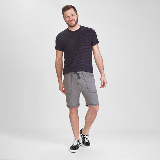 Bermuda Moletom com Bolsos - Mescla Escuro