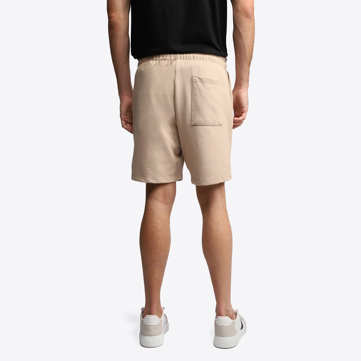 Bermuda Moletom Desfibrado Friso Masculina - Bege Camel