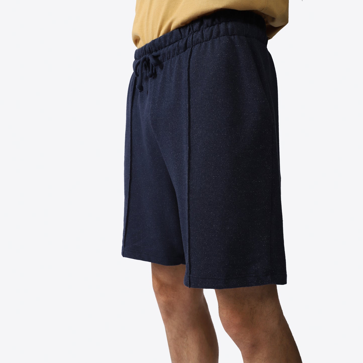 Bermuda Moletom Desfibrado Friso Masculina - Azul Marinho