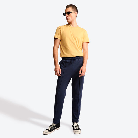 Calça Chino Moletom Desfibrado Friso Masculina - Azul Marinho