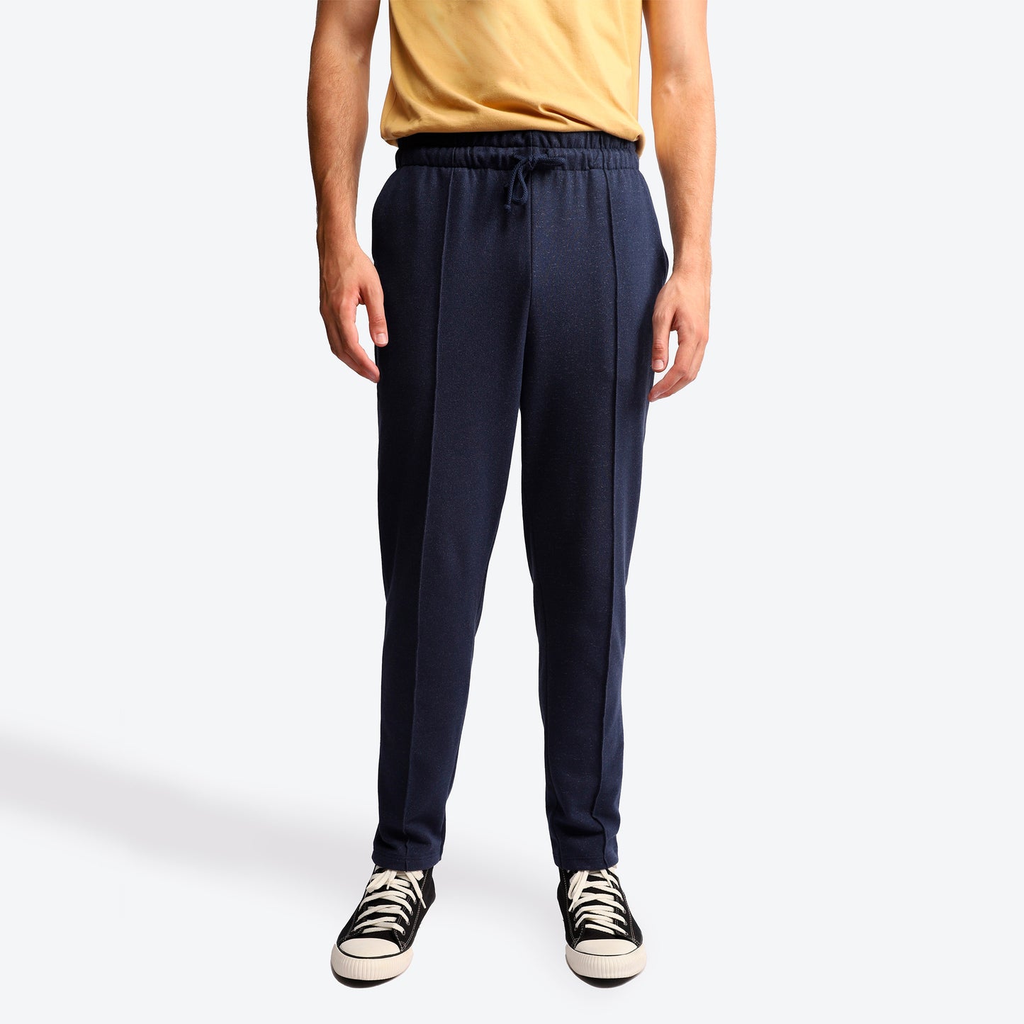 Calça Chino Moletom Desfibrado Friso Masculina - Azul Marinho